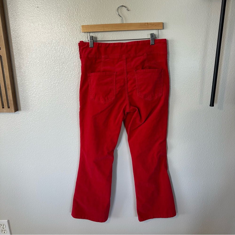 Free People In My Feelings Red Velvet Crop Slim Flare Side Zip Pant, Small - Picture 3 of 10